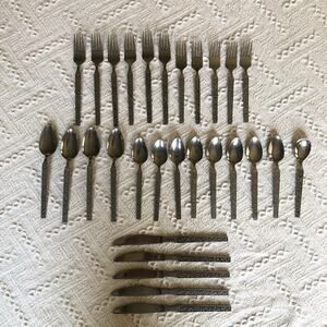 Vintage MCM United Silver Co Stainless Flatware Monterey Silver Japan 29 Pieces